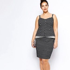ASOS Curve heart print textured peplum dress